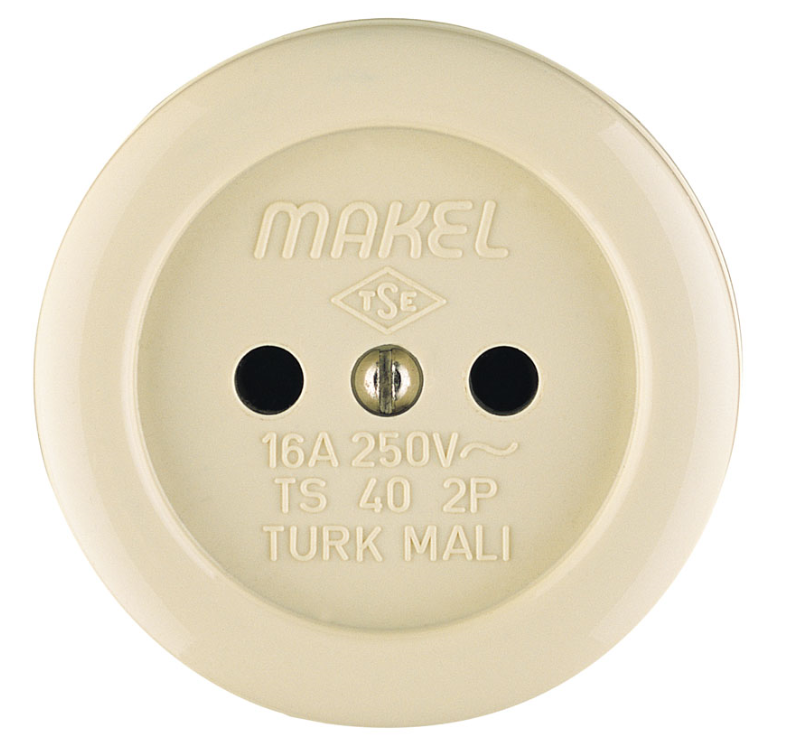 Makel  Менекше Крем Розетка круглая IP20 открытая установка 16012