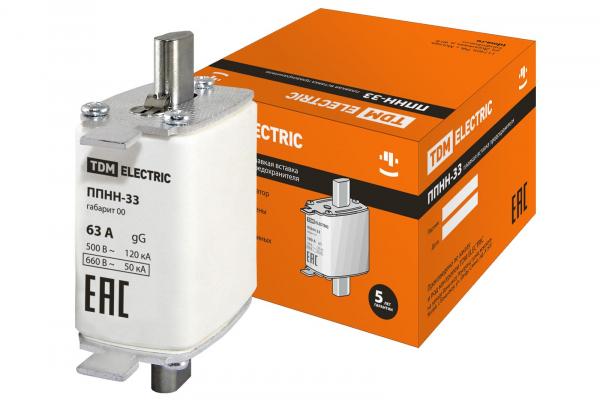 Плавкая вставка предохр. габ.   00  63А TDM ППНН-33